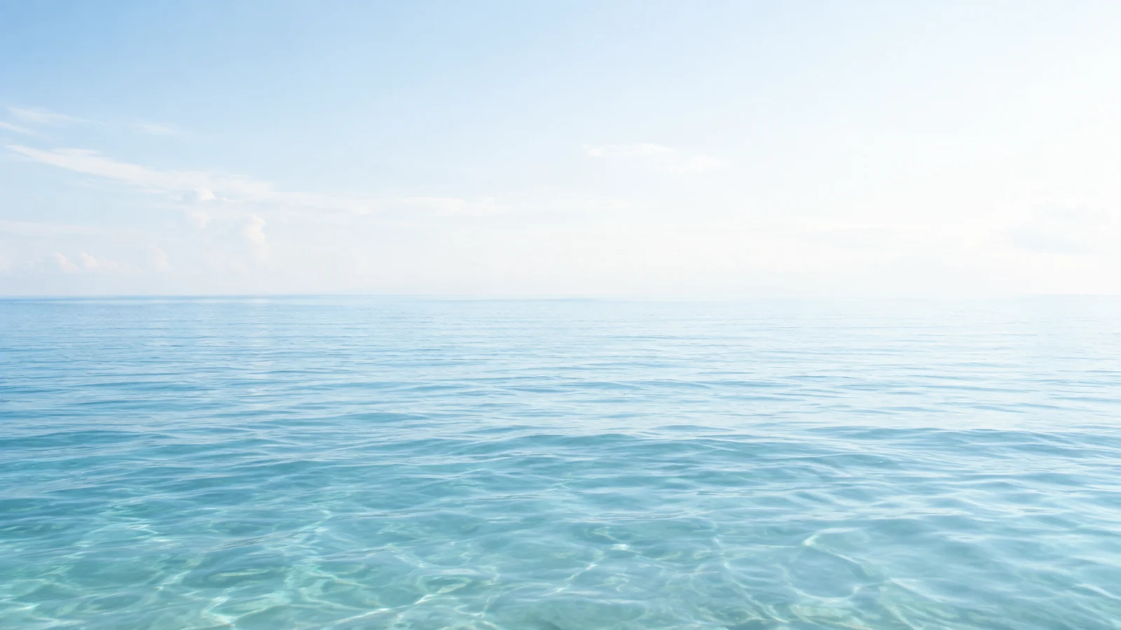 A calm blue ocean horizon in soft daylight